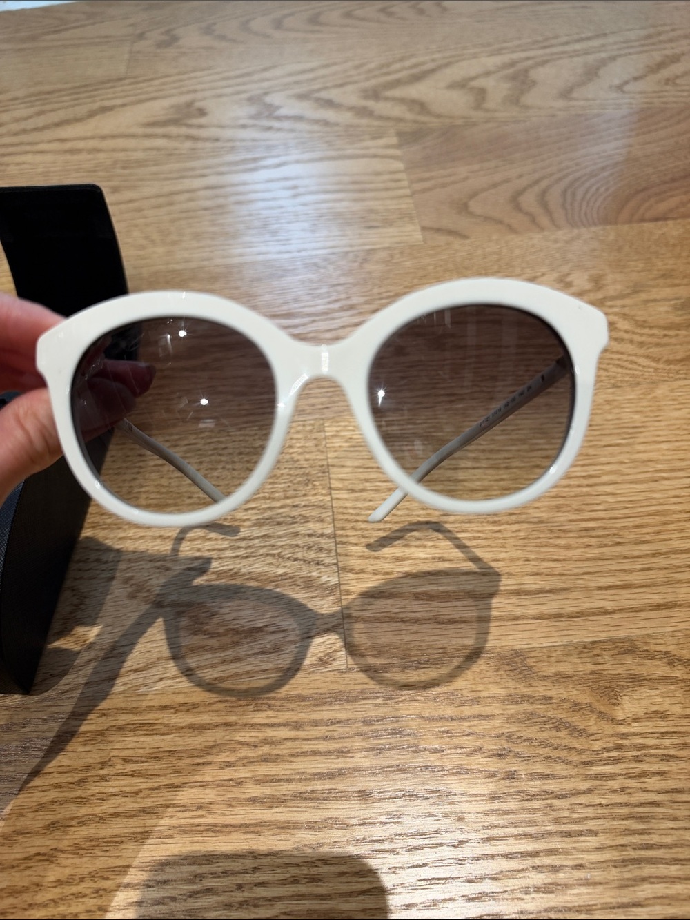 Prada White Round Women's Sunglasses with Gradient Smoke Lenses